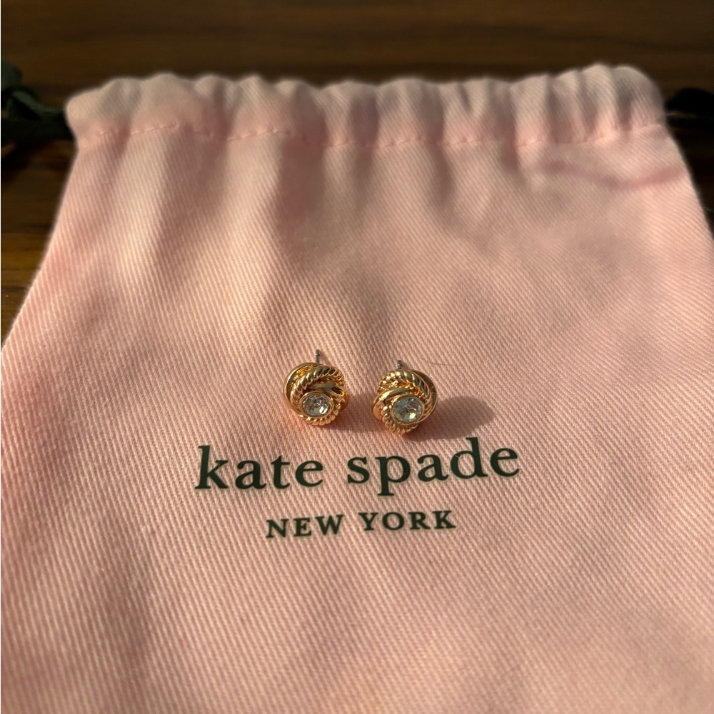Kate Spade Rose Gold Infinity & Beyond Crystal Knot Stud Earrings - Picture 2 of 4